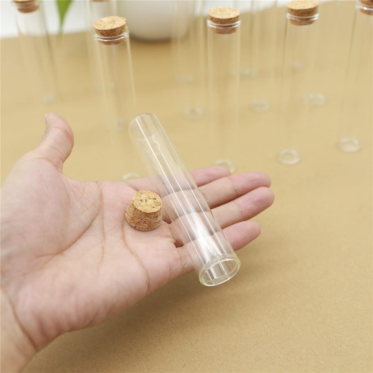 Plastikowe probówki 50 szt./partia 22 x 120 m 35 ml szklana butelka korek korek szklane słoiki mini butelka na przyprawy pojemnik małe fiolki DIY małe probówki plastikowe probówki z pokrywkami