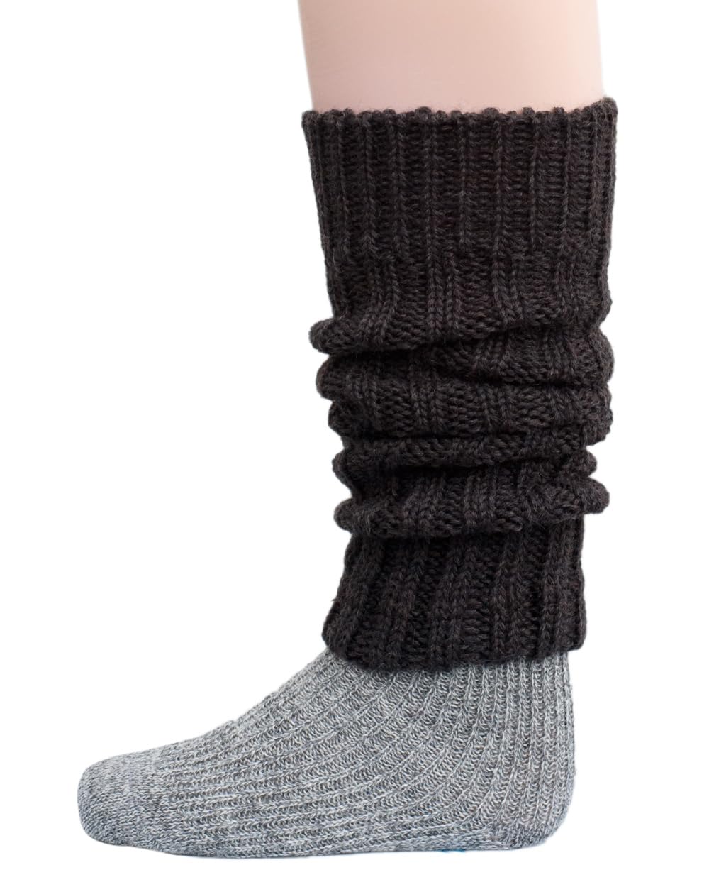 Hirsch Natur, Merino Children's Leg Warmers Chunky Knit 100% Virgin Wool (kbT), brown, One Size
