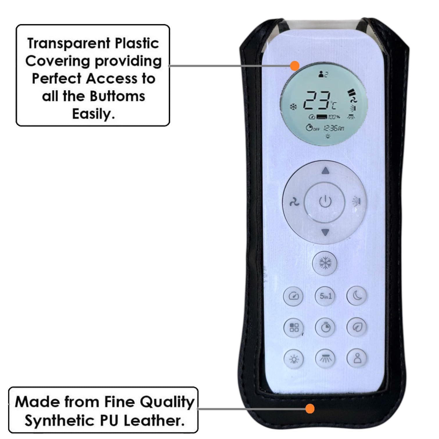 Zaoma Protective Case PU Leather Cover Holder Compatible for AC Remote No. 301, Compatible/Replacement for Blue Star Split/Window AC Remote Control Protective Case (Black) — Amazon image 4