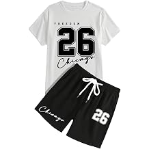 VIPWOLF Mens 2 Piece Short Set Graphic T Shirts and Drawstring Shorts