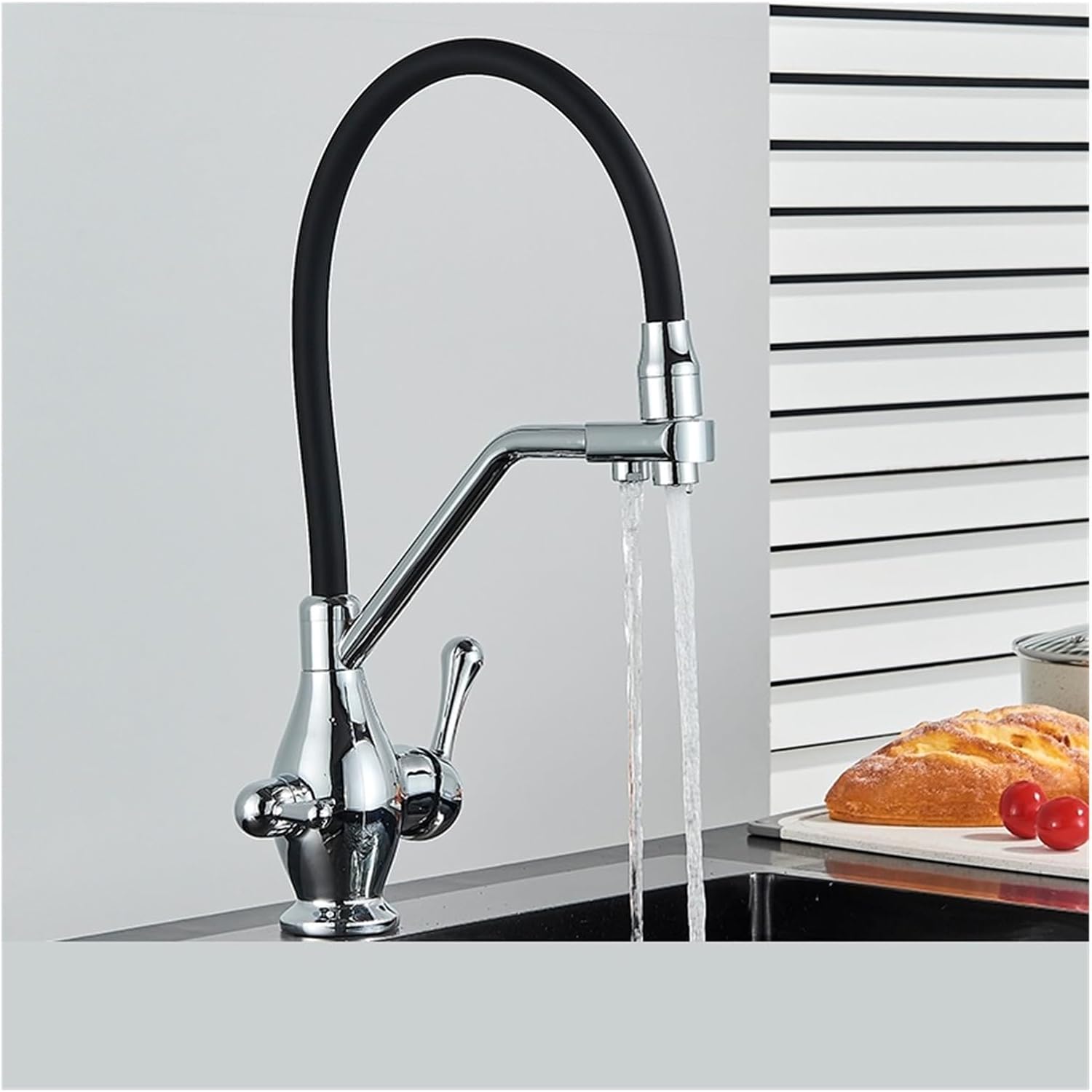 Sink taps for Pair Filtered Water Kitchen Spout Filter Mixer Rotation Purification Feature Faucet (Color : Matte Black Bathroom tap