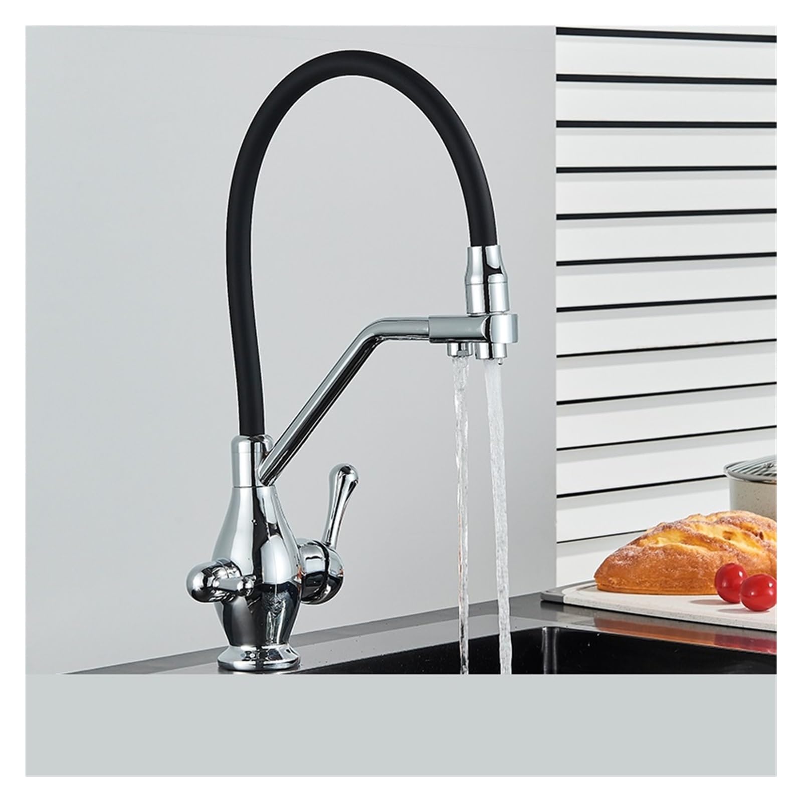 YJYJY Faucet Matte Black Filtered Kitchen Water Filter Kitchen Faucet Spout Filter Faucet Mixer 360 Rotation Purification Feature Faucet tap