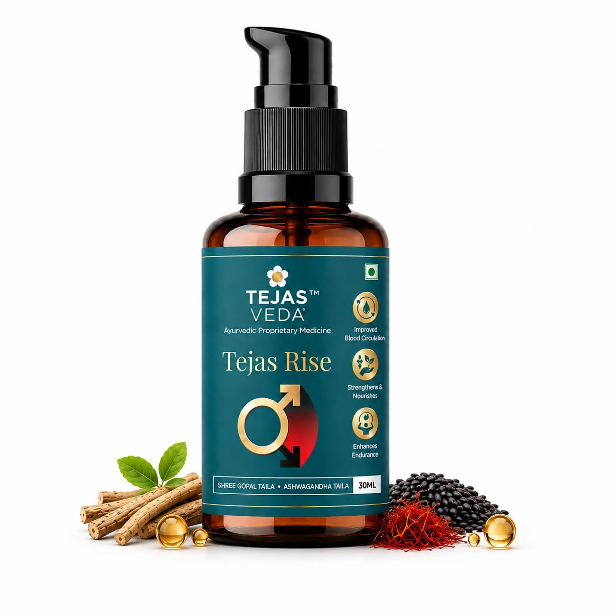 Rise – Ayurvedic Massage Oil for Men (30 ml) | Improves Size, Hardness, Timing & Performance | Nourish Nerves & Support Recovery | With Ashwagandha Taila, Shree Gopal Taila & Vishnu Taila-image-20