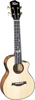 Konzertukulele mit Cutaway, Fame Spruce Standard Uke, Massive Fichtendecke, Mahagonihals, Belcat Tonabnehmersystem, Natural-Hochglanz-Finish
