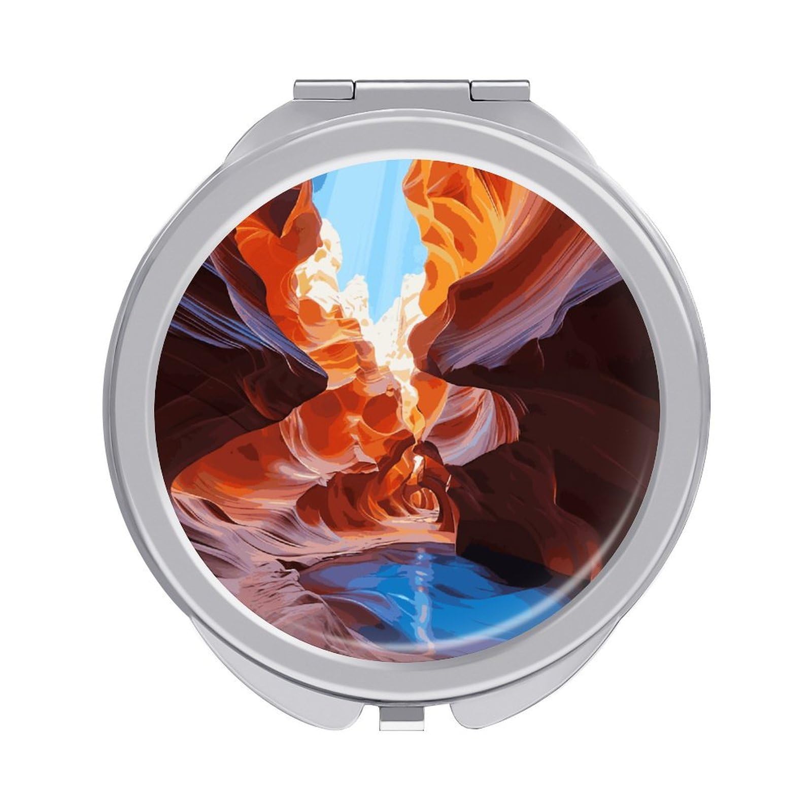 VstaDank Antelope Canyon Compact Mirror for Purses Round Fashion Travel Makeup Mirror 2X /1x Magnifying Double Sides Mini Mirrors Portable Pocket Mirrors for Handbag Purse Women Gift