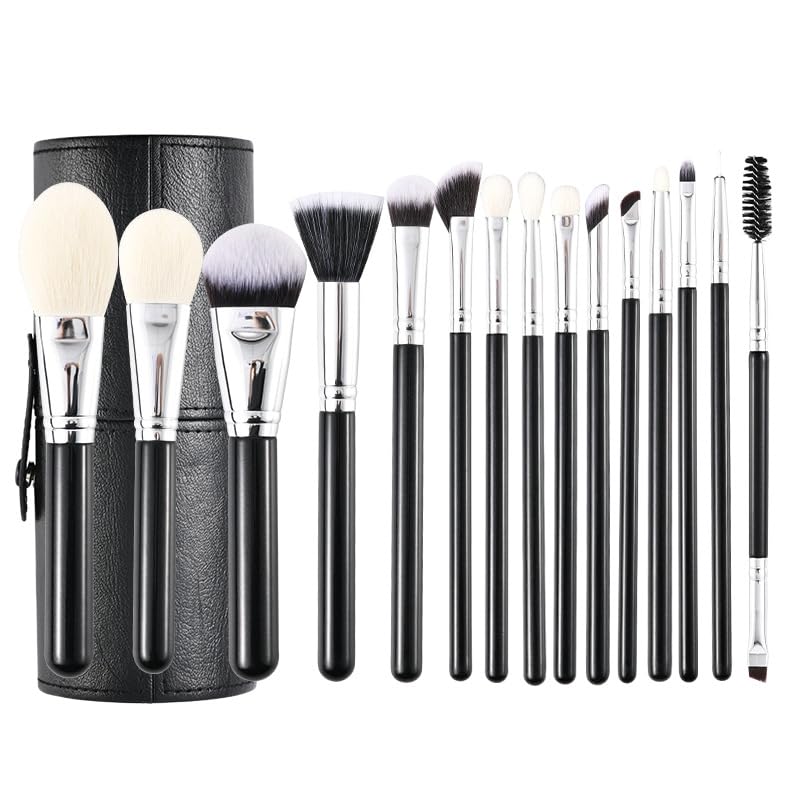 Kit da 15 pennelli per trucco professionale – Pennelli dettaglio/correttore per scuole di makeup (setole morbidissime)