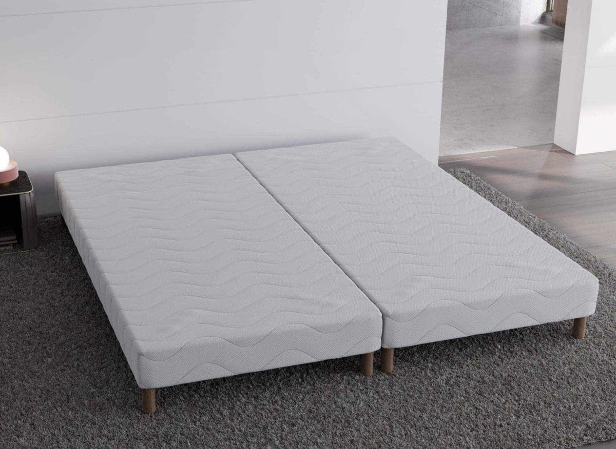DecoInParis Sommier tapissier 160 X 200 cm + 8 Pieds (2X 80x200cm)