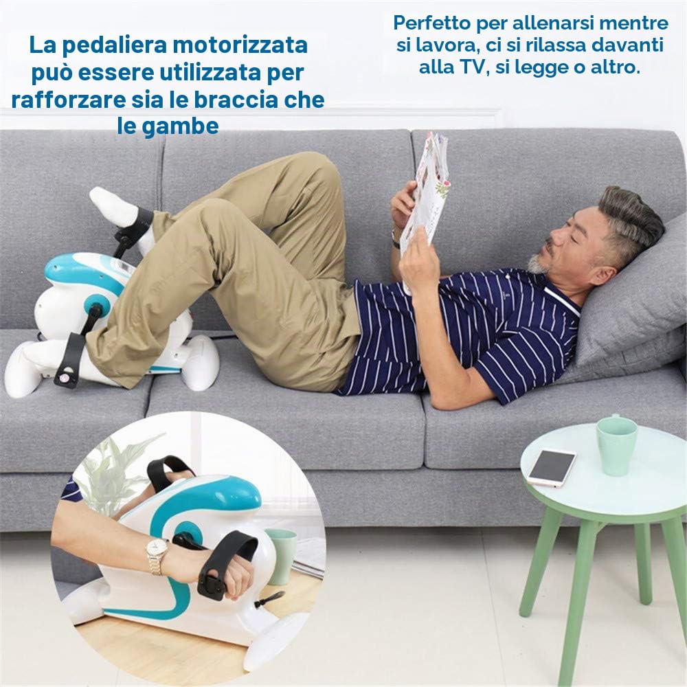 Cyclette Motorizzata/Bicicletta per Disabili E Disabili - Protezione per Gambe di Supporto per Pedaliera Elettrica - Trainer per Bici da Riabilitazione per Fisioterapia Elettronica