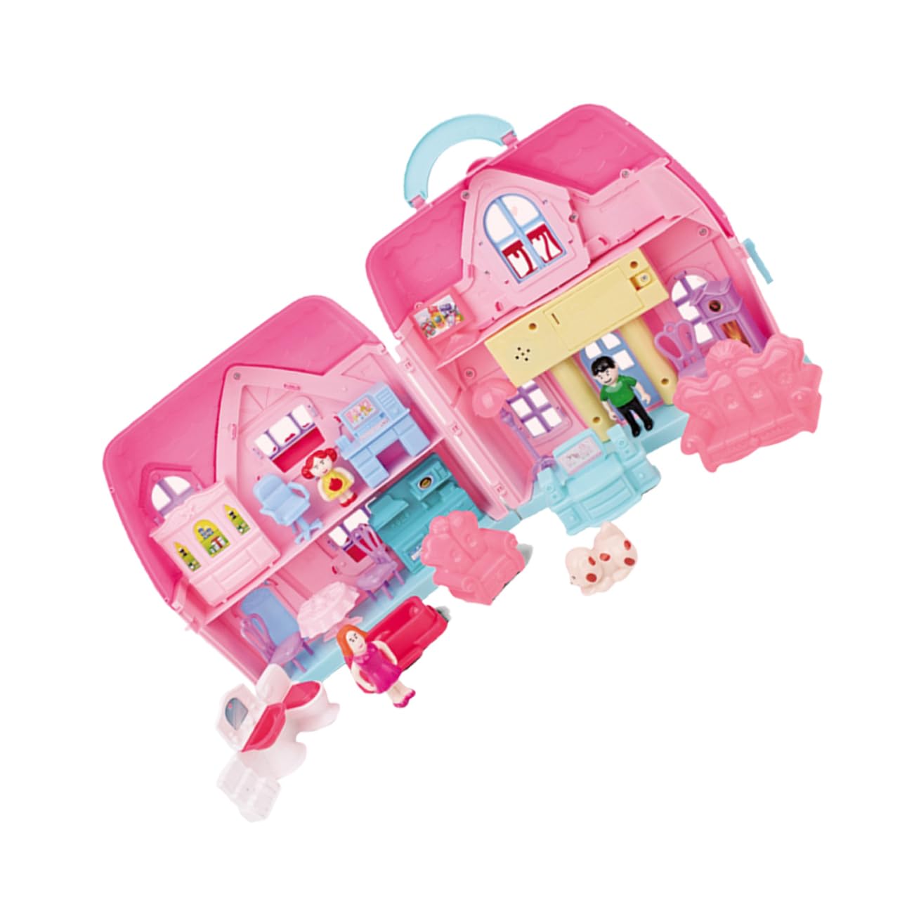 CIYODO 1 Set Doll House Portable Two Storey Villa Playset with Accessories for Imaginative Family Role Play Birthday Present for Lightweight DIY House for Creative Fun Random Color