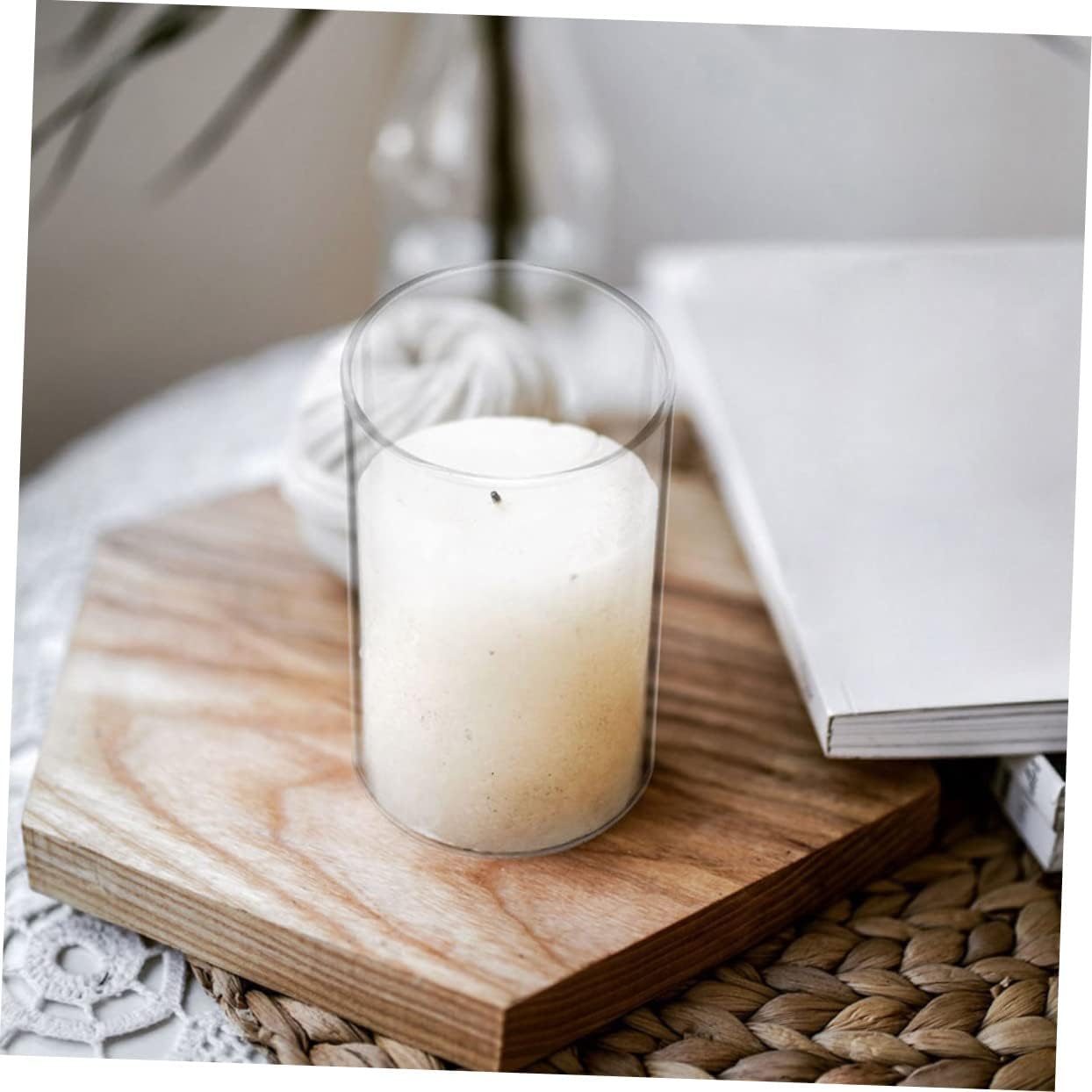 Ciieeo Glass Candle Cover Cylinder Candleholder Shade 1pcs Windproof Candle Protector for Home Decor and Events