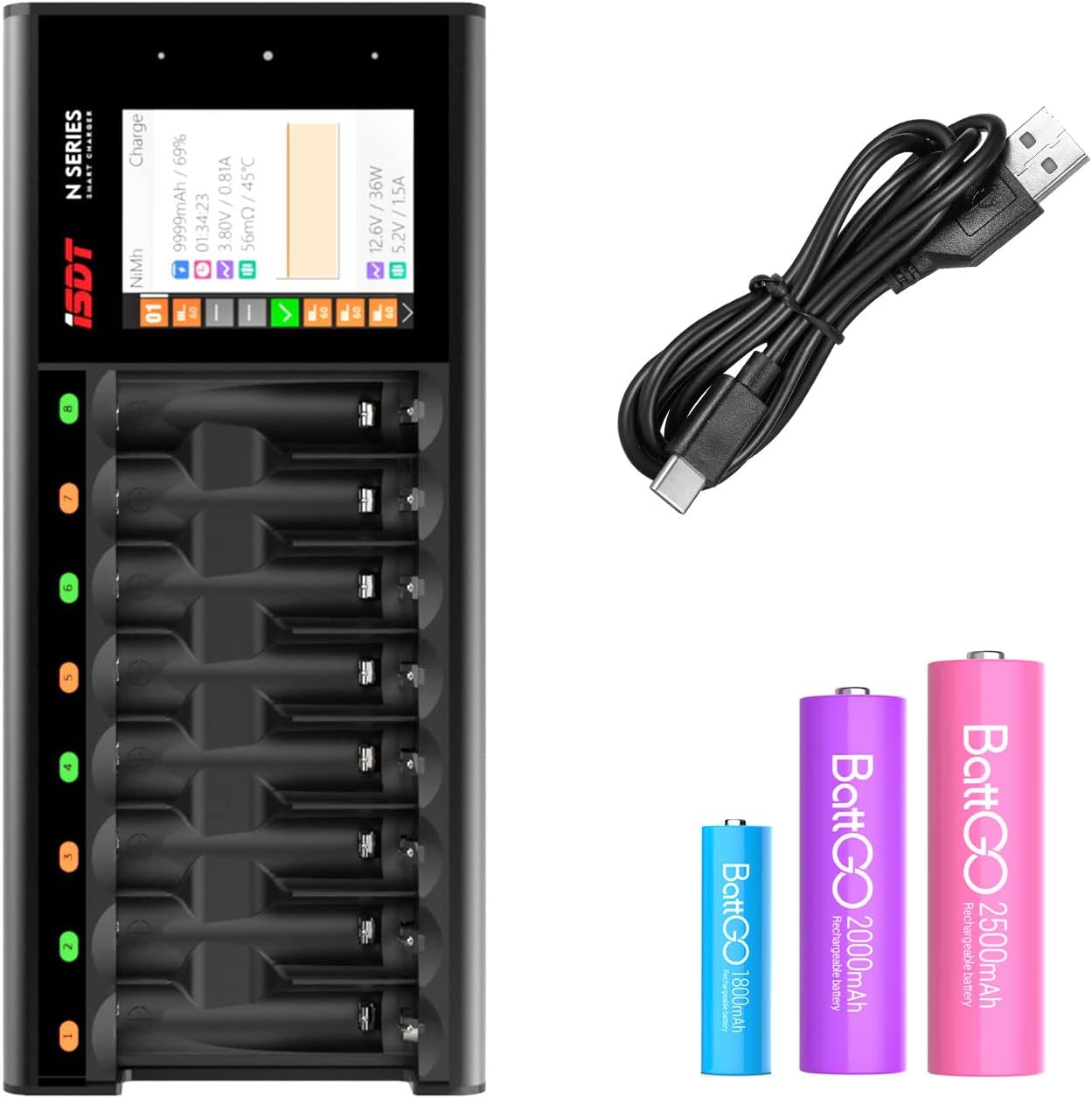 IMREN 18650 - Probador de capacidad, cargador de batería 18650 con función de descarga y prueba