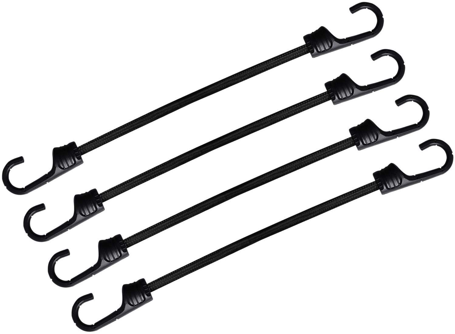 32 Inch Black Bungee Cords with Hooks Heavy Duty, 4 Pcs