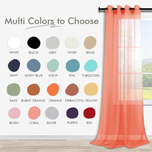 Miniatura 2 de KOUFALL - Cortinas translúcidas de imitación lino con ojales (2 paneles)
