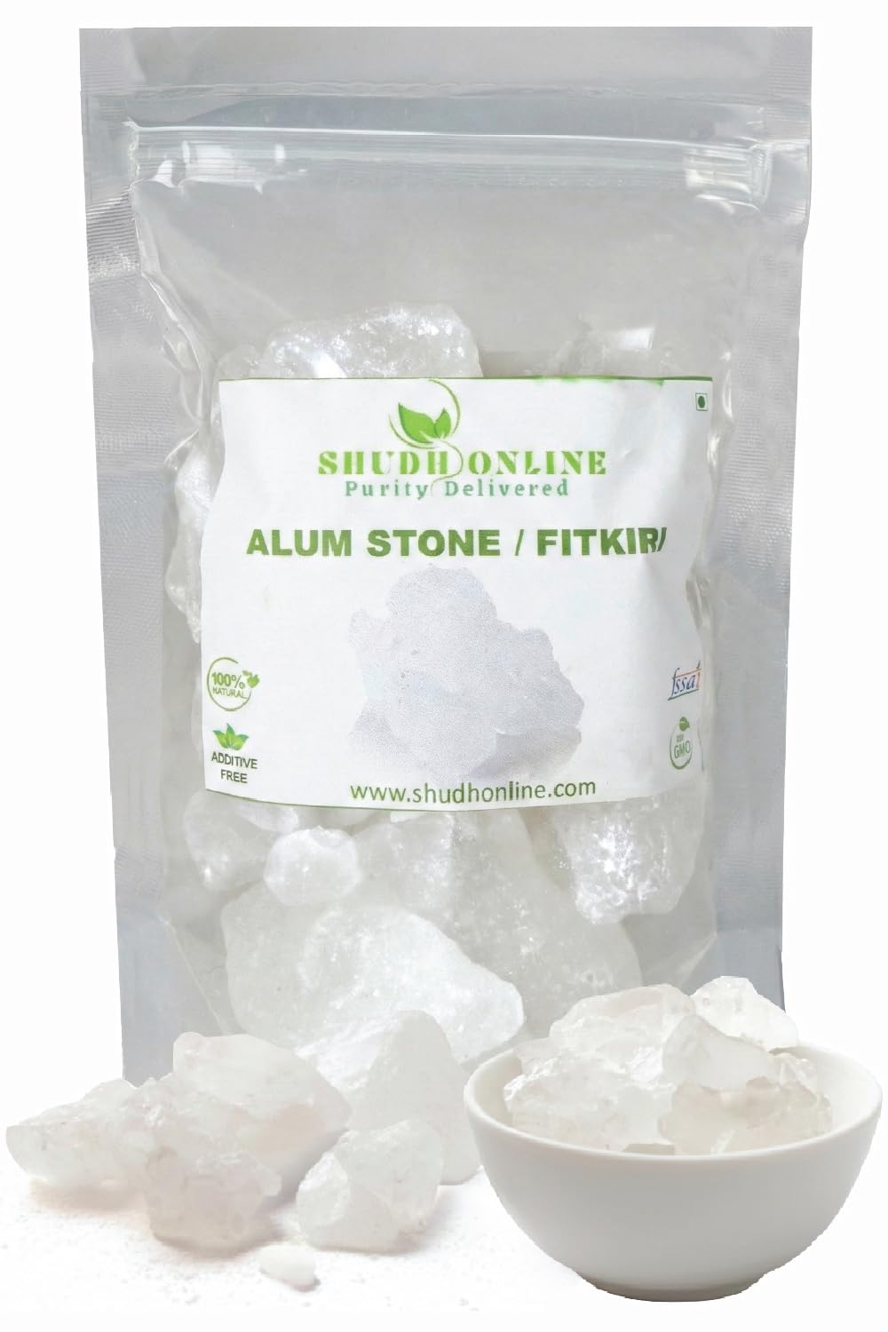 Shudh Online Fitkiri, Alum stone (250 grams) - Fitkari Water purification, vastu, shaving, Underarms odour