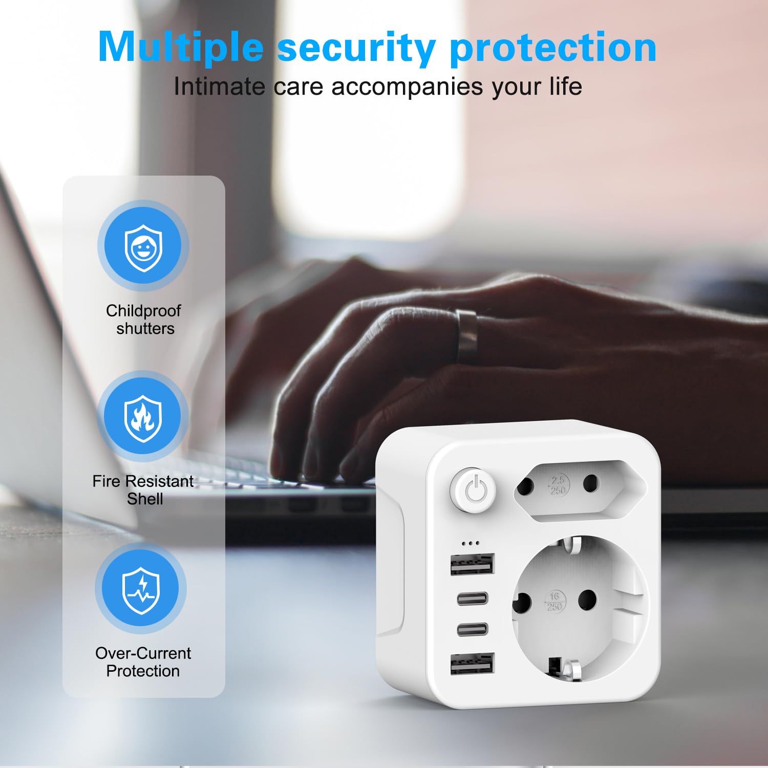 Adattatore da viaggio Giappone adattatore da viaggio USA, adattatore USA, adattatore da 2 prese, adattatore da viaggio, spina Schuko su tipo A per Stati Uniti, Giappone, Canada, bianco