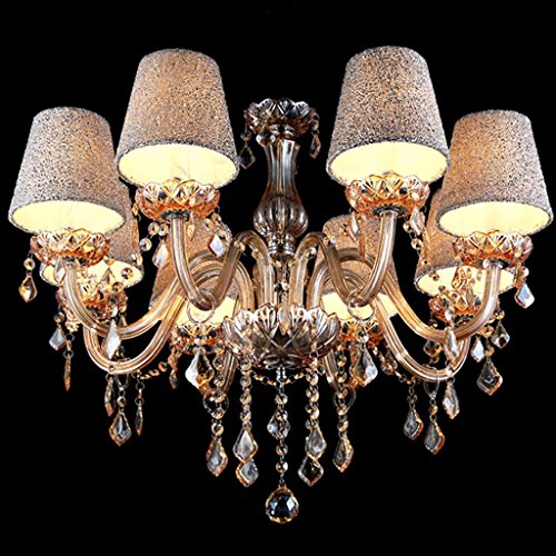 Lustre en cristal à 8 têtes éclairage de plafond élégant avec couvercle pour salon moderne
