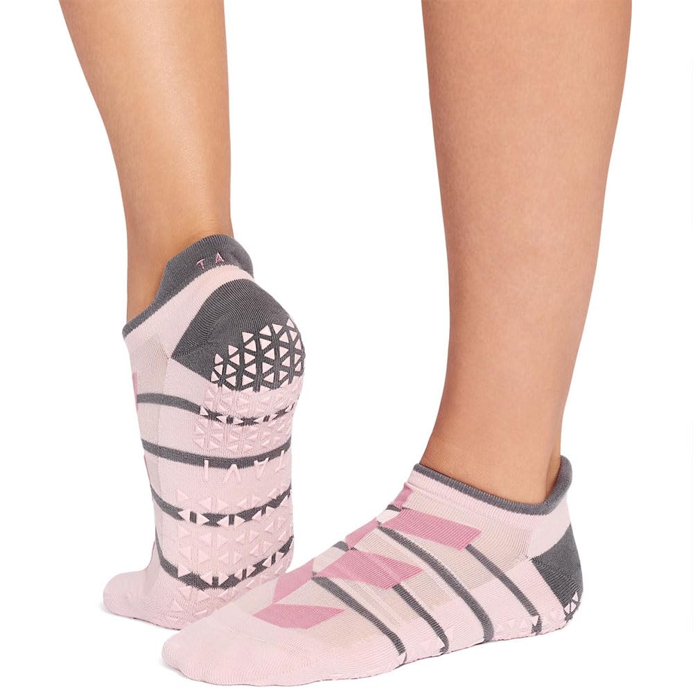 TAVI Savvy Non-Slip Grip Socks for Women | Yoga, Pilates, Barre, Gym Workouts (UK, Alpha, S, Regular, Regular, Fleur)