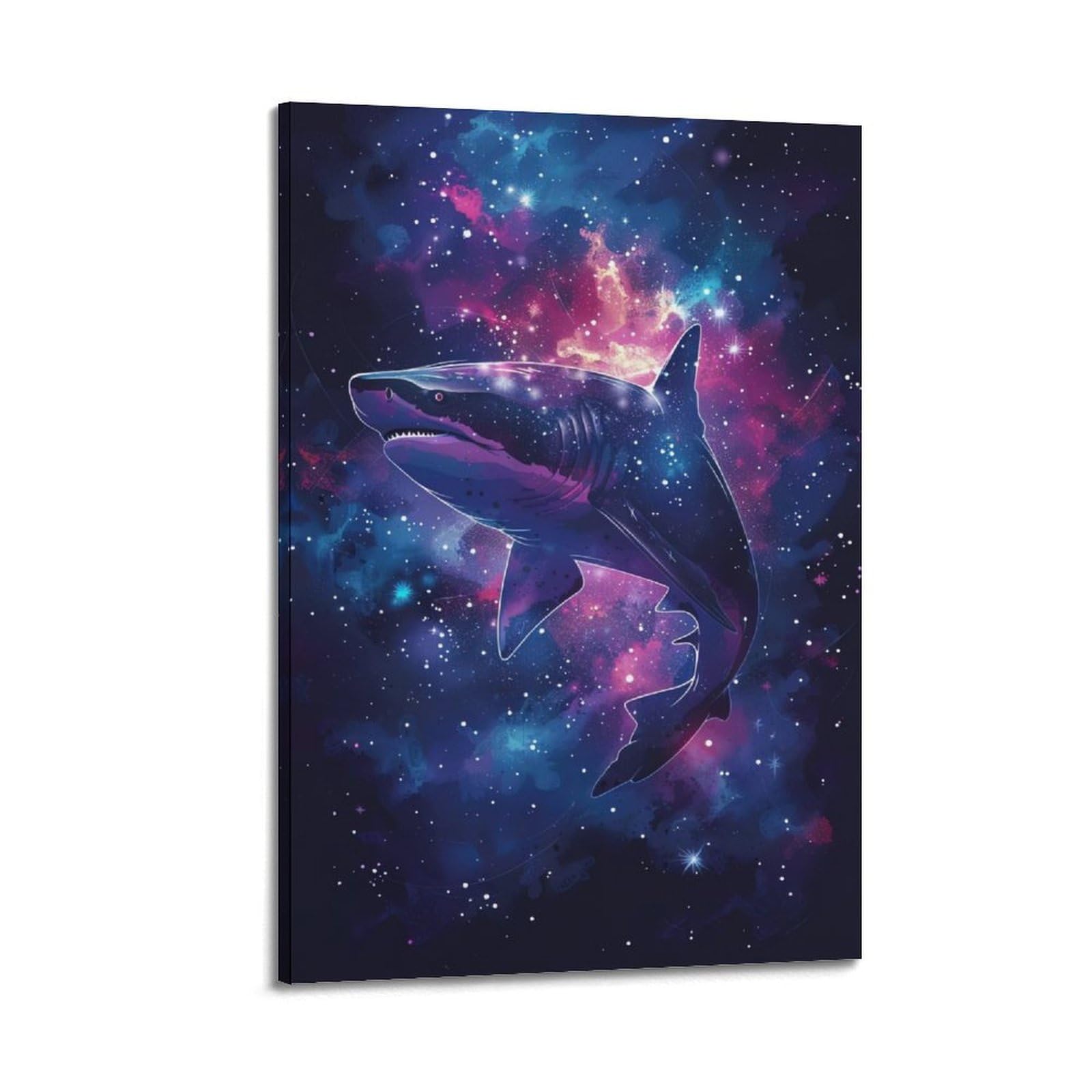 HUIYHB Animal Poster Sharks in The Stars Artwork Poster Decorative Painting Canvas Wall Posters And Art Picture Print Modern Family Bedroom Decor Posters 20x30inch(50x75cm)