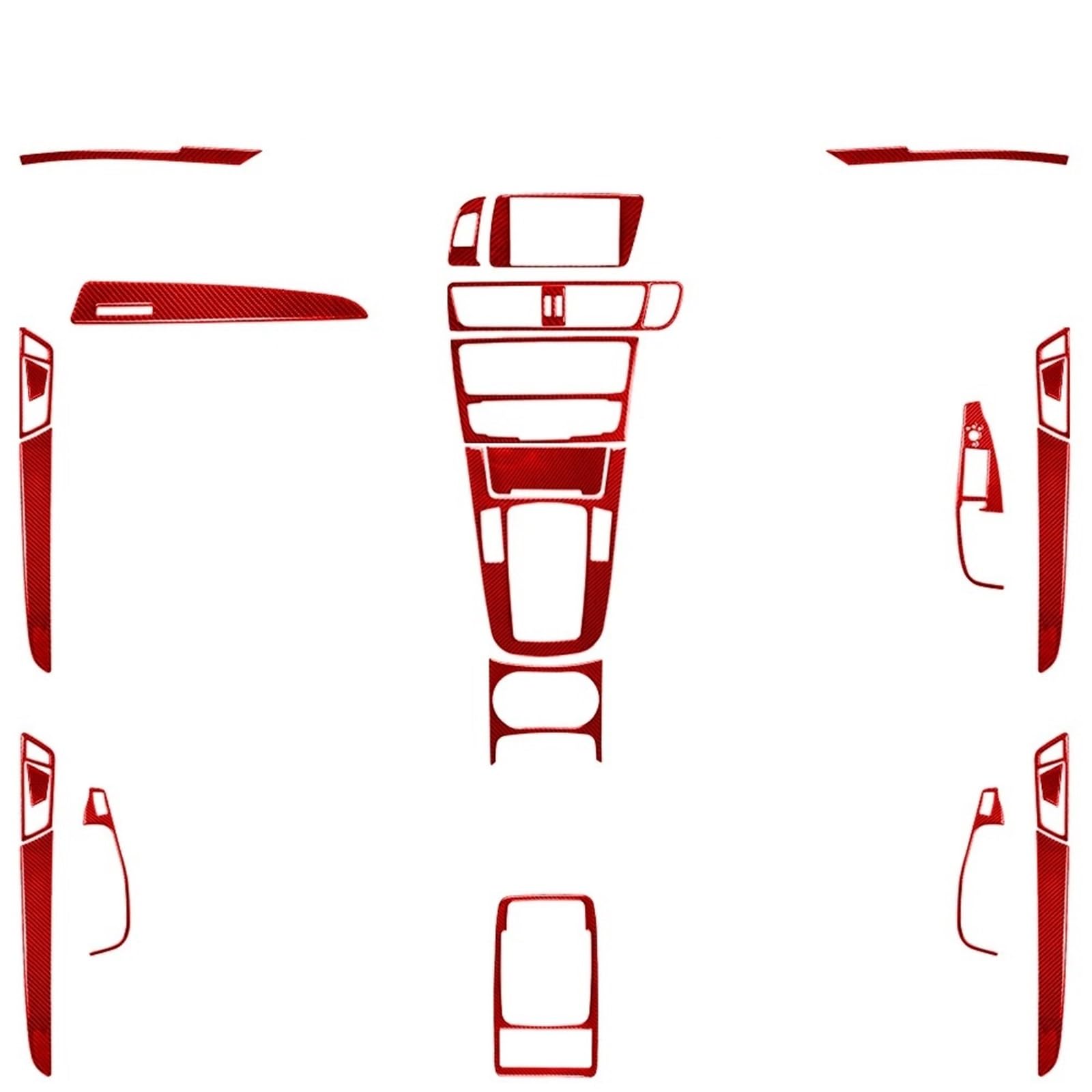 Interior Trim for Q5 for SQ5 8R 2009-2017 Carbon Fiber Center Console Dashboard Gear Shift Air Outlet Suite Car Interior Accessories Sticker Auto Central Inner(Red Carbon Set RHD)