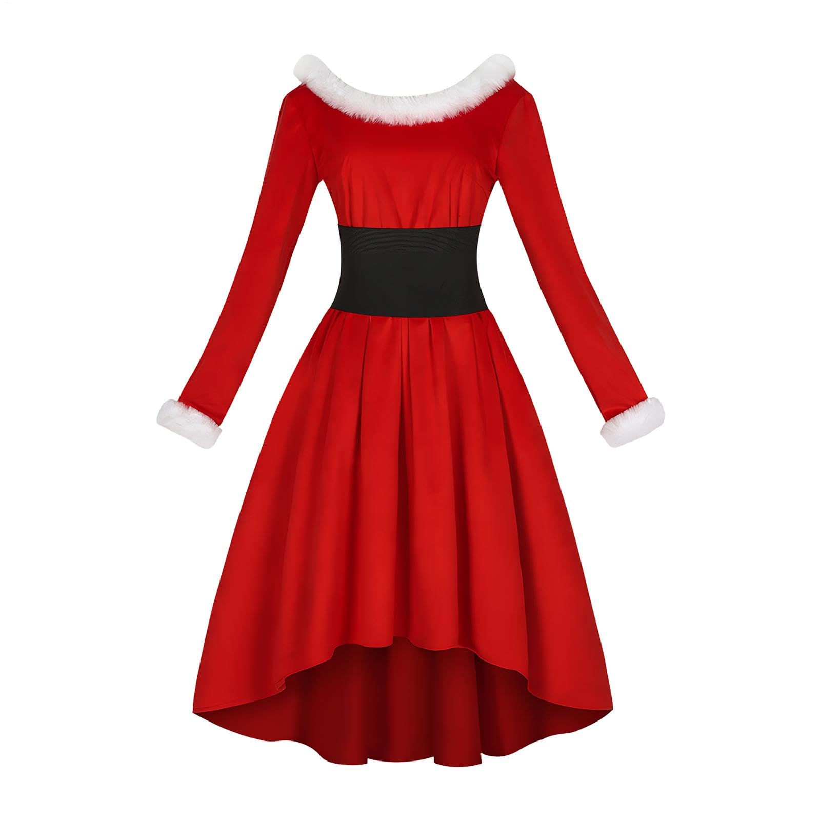 Costume da donna, vestito natalizio vintage, a maniche lunghe, per Natale, San, anniversari