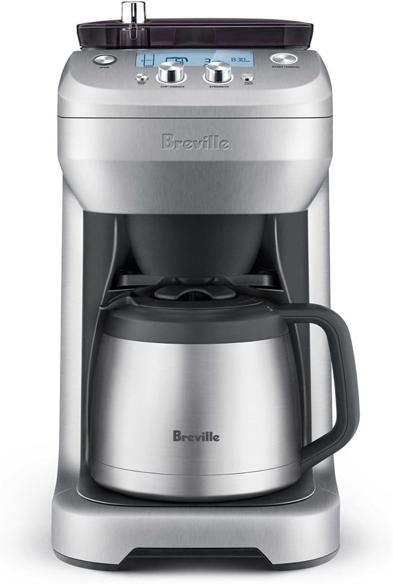 Breville BDC650BSS Jarra térmica con control de molienda, acero inoxidable cepillado | Muele y prepara café recién hecho a tu manera con la cafetera de goteo con molinillo incorporado y ajustes de intensidad y molienda ajustables.
