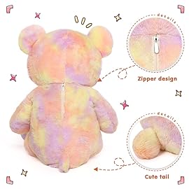 Tezituor Big Teddy Bear,52\'\' Giant Stuffed Animal,Large Soft Bear Plush Toy,Plushie for Warmth & Comfort for Girlfriend Girls Boys Girlfriend for Valentine, Christmas, Birthday,Rainbow Yellow