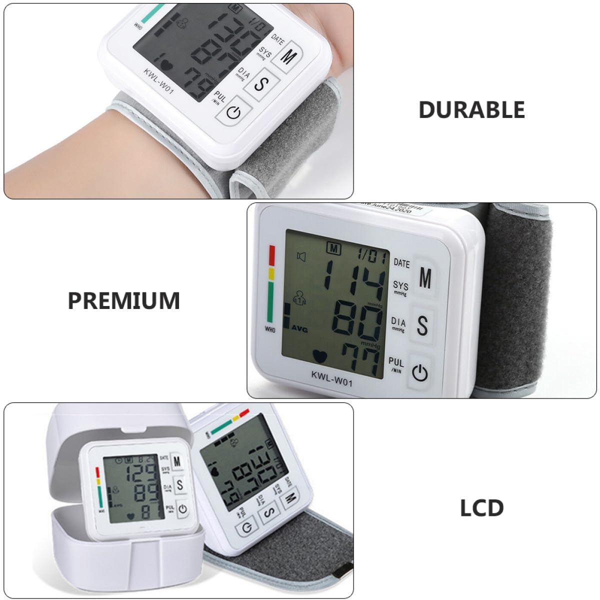 TEHAUX Misuratore Automatica da Lcd e Pressione di Display Polso Digitale Compressione Materiale Abs Monitoraggio per Uso Domestico Quotidiano