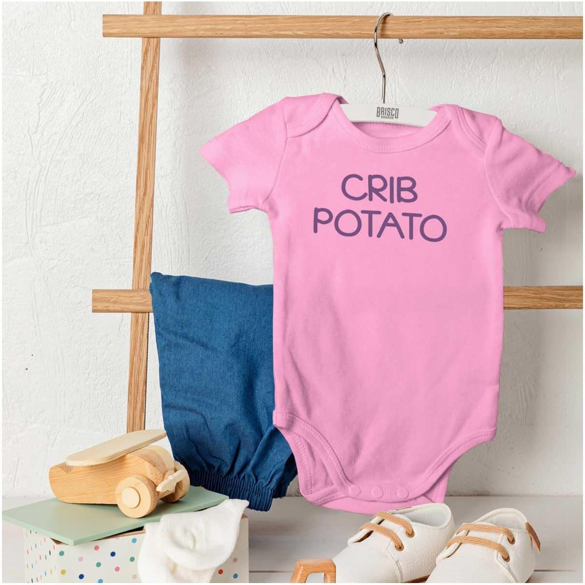 Brisco Brands Crib Couch Potato Lazy Cute Funny Baby Romper Boys or Girls