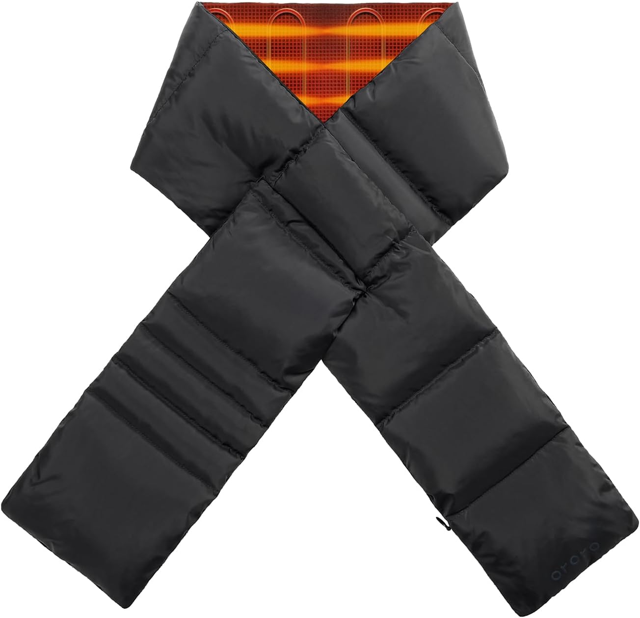 ORORO Long Heated Down Scarf, Up to 14 Hours of Warmth, Puffer Heated Scarf with USB-C Rechargeable Battery