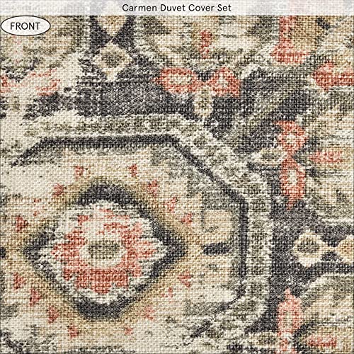 HiEnd Accents Carmen Kilim 3 Piece Comforter Set with Pillow Shams, Gray Medallion Pattern, King Size, Classic Traditional Modern Rustic Bedding Set, Linen Comforter with 2 Pillowcases - Image 7