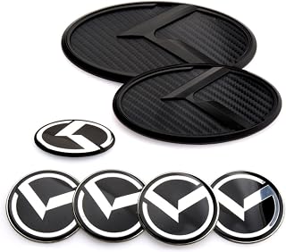 7PCS Vintage K Badge,Front Hood Rear Trunk Emblem Compatible with Vintage K Auto Accessories (CarbonFiber-Black)