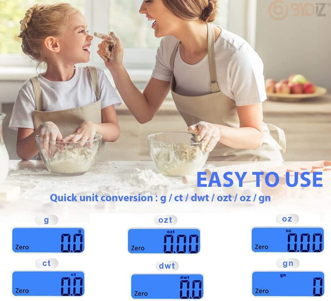 BYDİZ Dijital Ekran Kuyumcu Mutfak Eczane ve Epoksi Uygun Hassas Terazi 500 Gr. Kapasite /0.01 Gr. Hassasiyet Tartı Professional Lcd Ekran