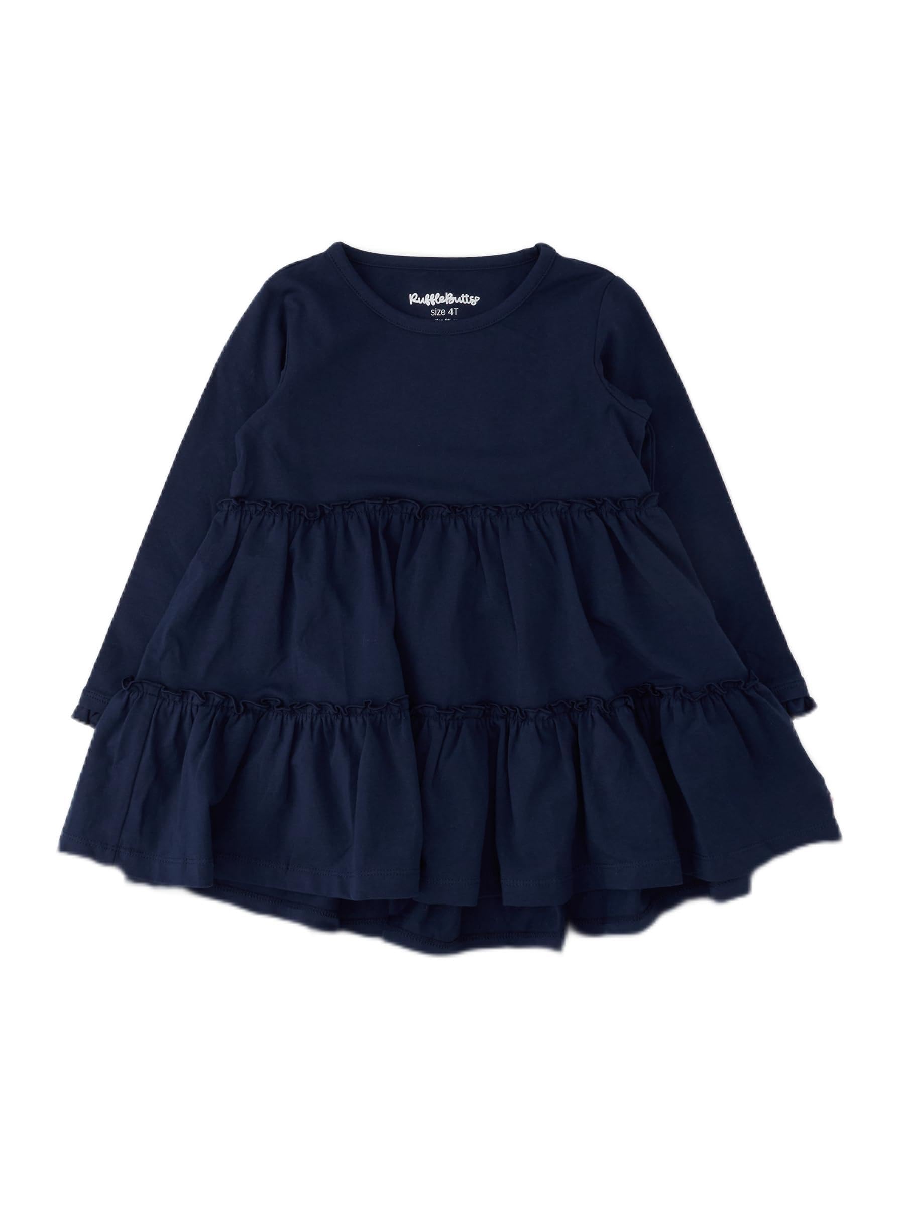 RuffleButts Girls High Low Tunic - Long Sleeve Ruffle Tunic Top