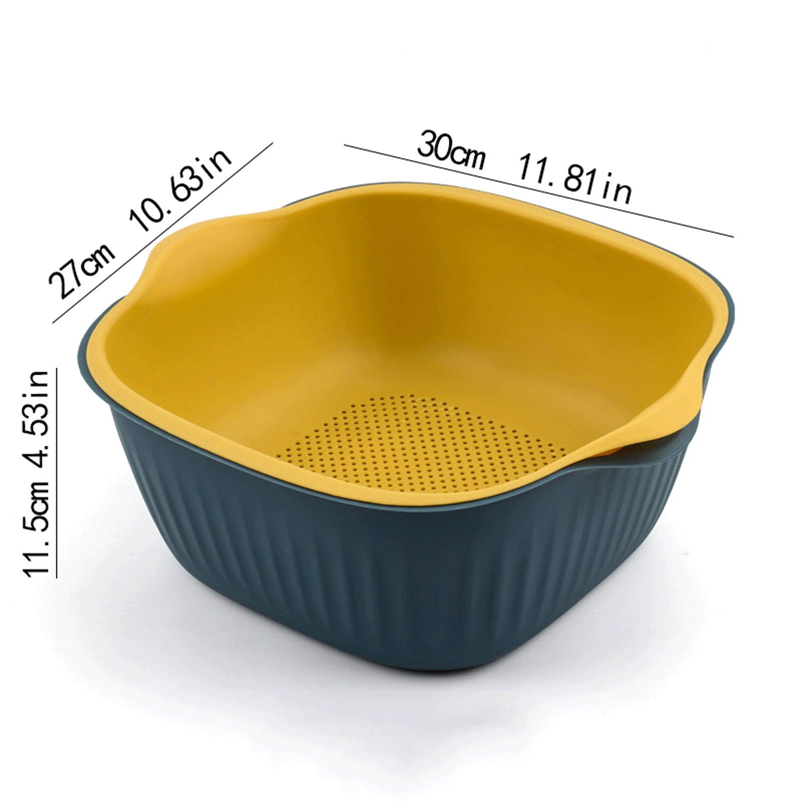 Cesta de colador 2 en 1 Cesta de Lavado de Lavado de plástico con tazón Doble de Cola Doble/Filtro for Lavar Frutas y Verduras en la Cocina (Azul) Cesta de colador de Cocina