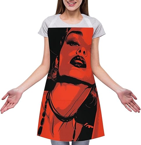 Miniatura 3 de MUSM Apron for Adults - 27.6 X 31.5 Inch, Heavy-Duty Polyester Aprons with Two Large Pockets, Waterproof Retro Style Woman Kitchen Apron for