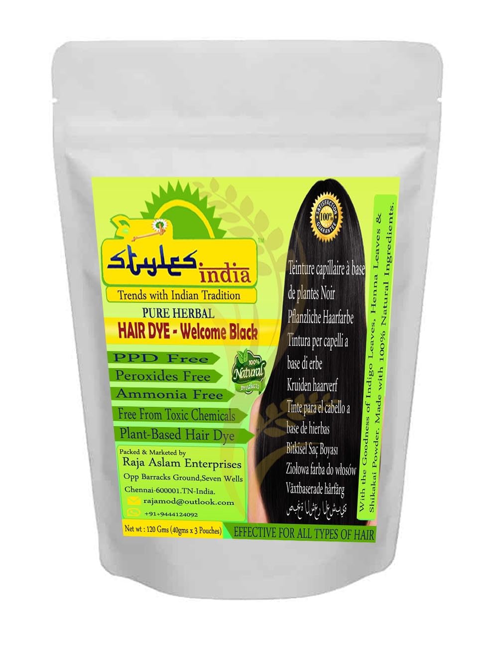 Welcome Powder Buy Stylesindia al Hair Dye Powder Welcome Black Ammonia and PPD ...