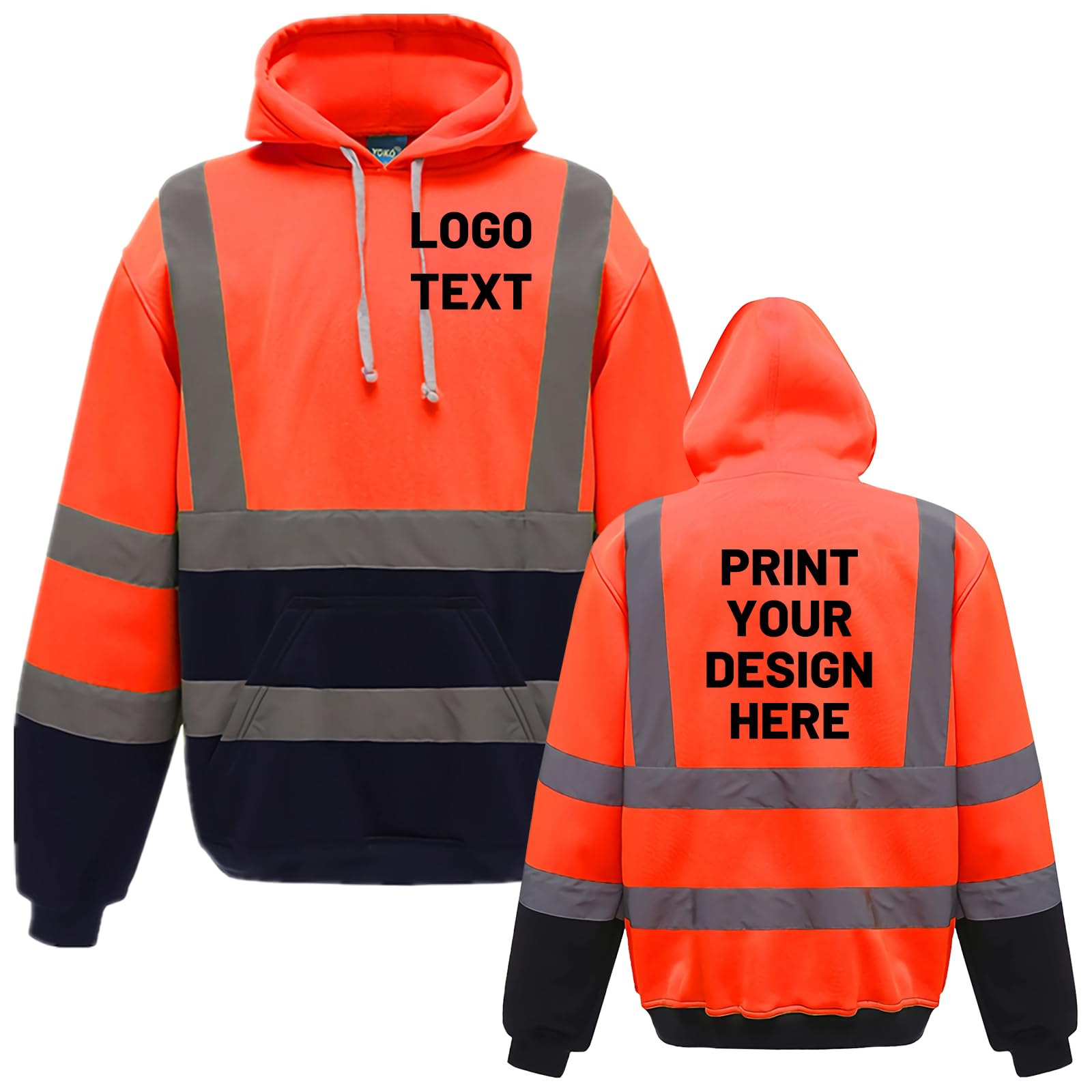 BIJUNDENG Custom High Visibility Safety Hoodie Jacket Work Construction Reflective Fleece Hooded Sweatshirt Pullover
