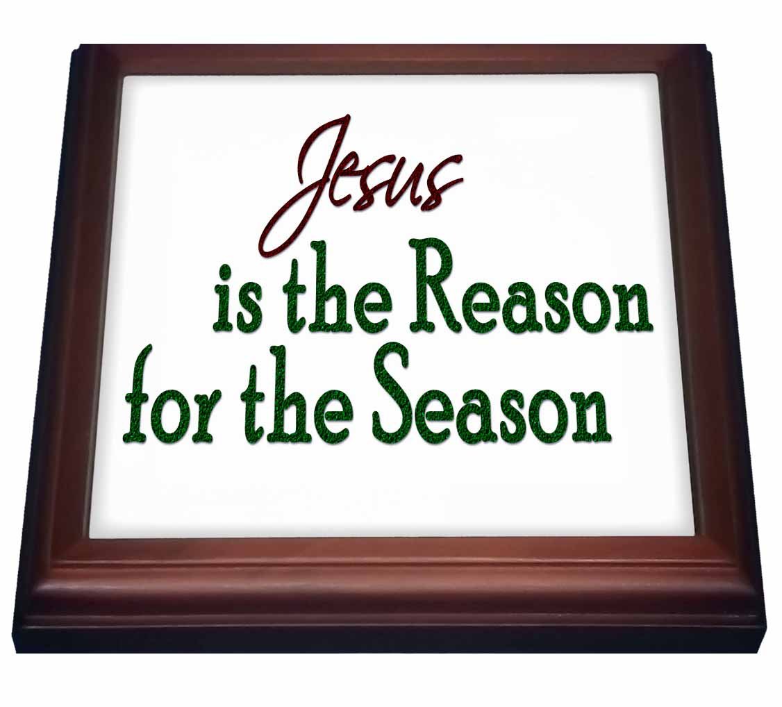 3dRose Christmas Saying Jesus is The Reason for The Season Trivet with Ceramic Tile, 8" by 8", Brown