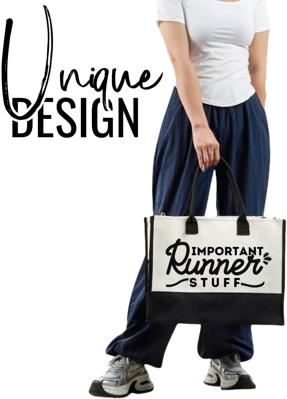 InnoBeta Runner Gifts Canvas Tote Bag with Top Zipper Closure and Shoulder Strap for Birthday, Mother's Day, Christmas - Image 2