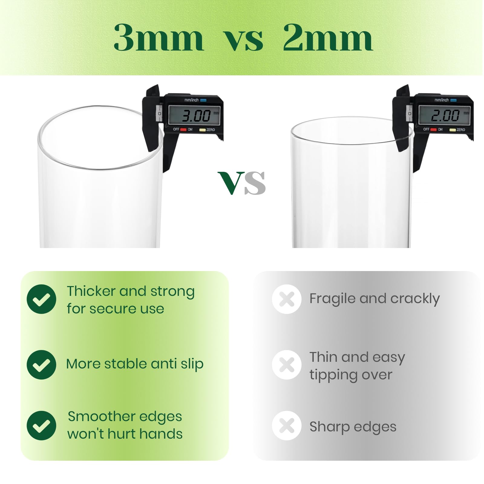 Vases Cylindriques en Verre pour Décoration de Table, Hewory 6 Vase Transparent 3mm Épais Photophore Verre pour Decoration Mariage, Photophore Bougie pour Decoration Maison Home