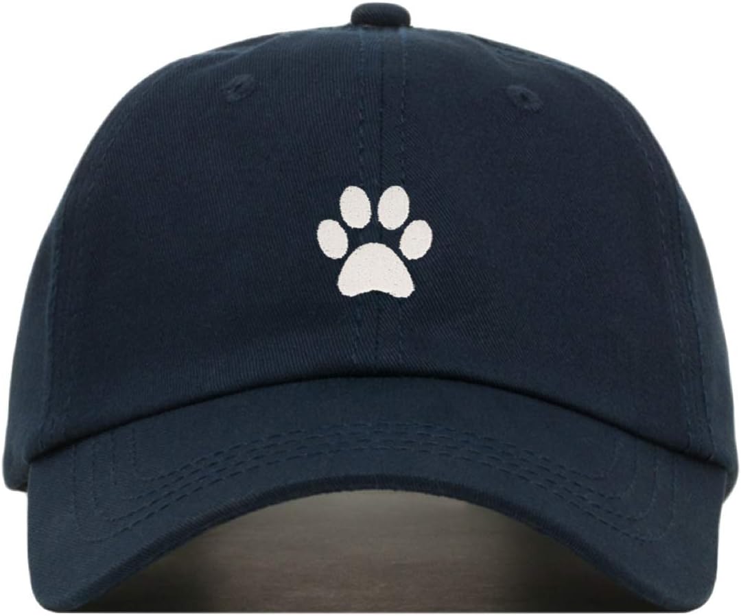 Paw Baseball Hat, Embroidered Dad Cap, Unstructured Soft Cotton, Adjustable Strap Back (Multiple Colors)