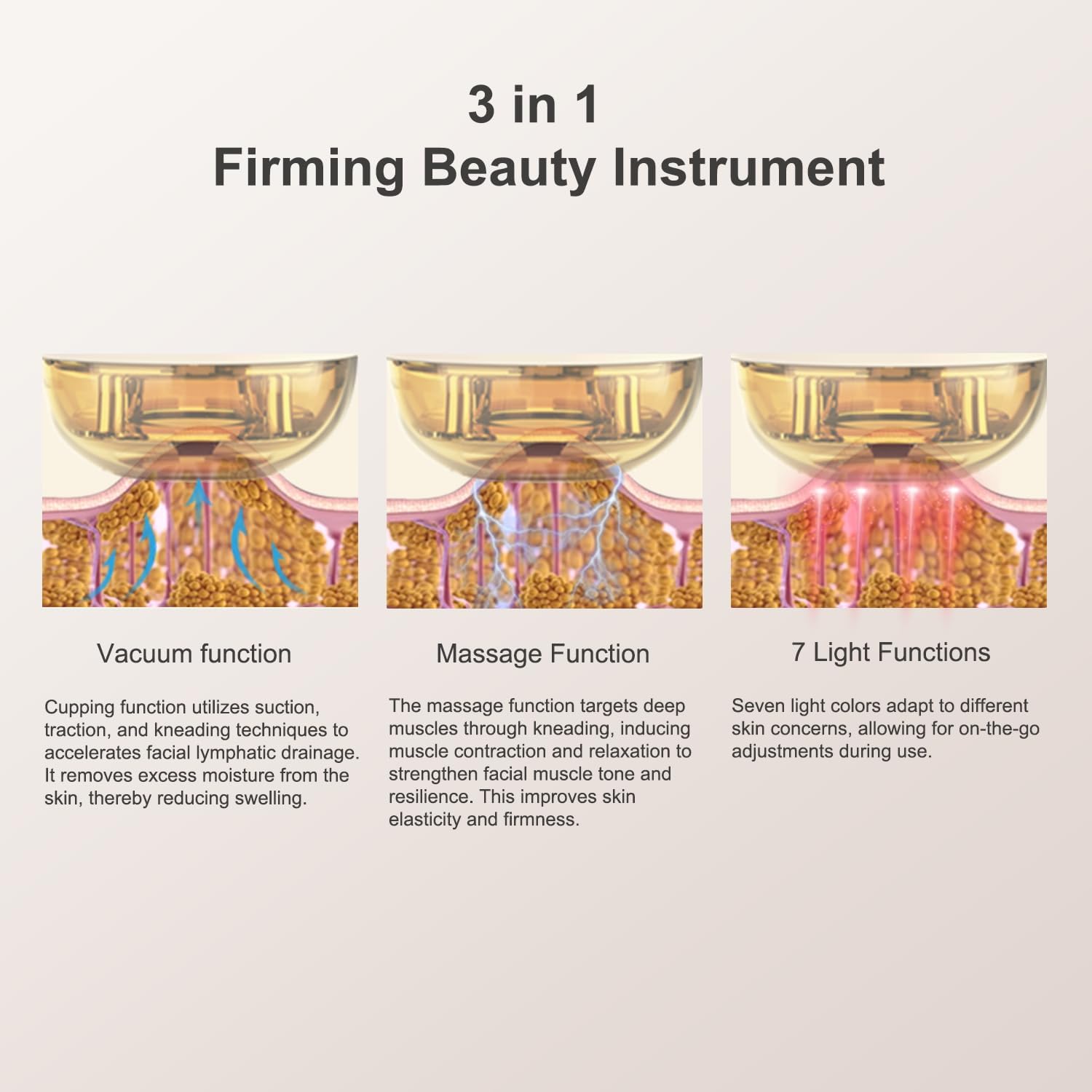 Red Light Therapy for Face,7 Color LED Lymphatic Drainage Massager Facial Cupping Suction for Skin Tightening, Face Lift Device - Image 6