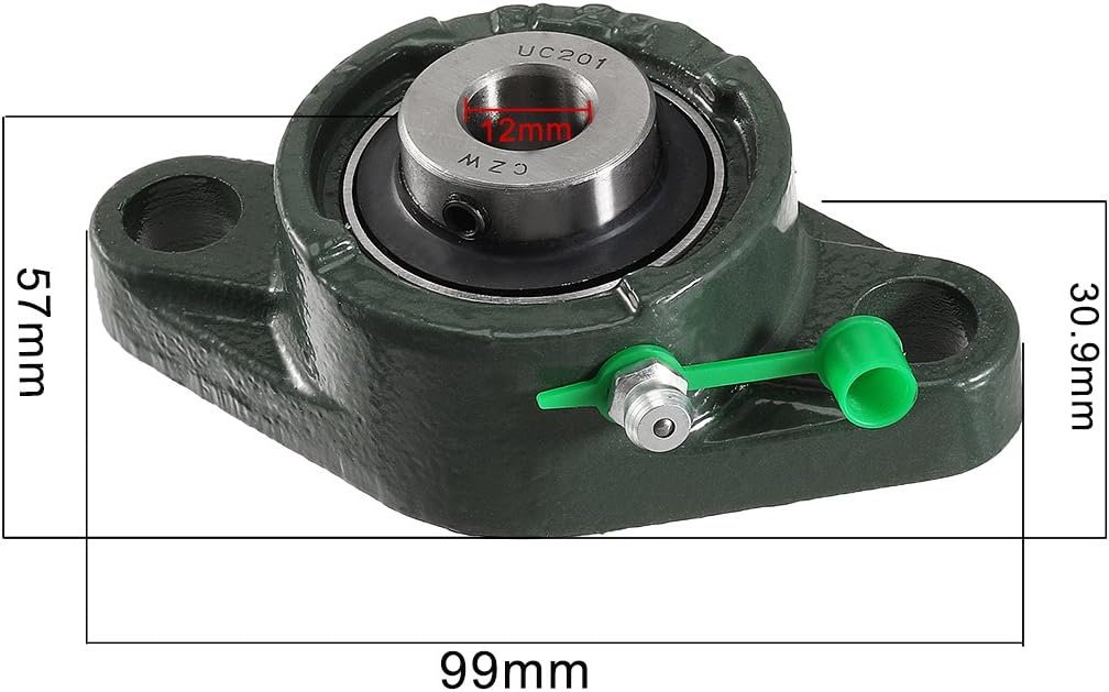 2pcs Pillow Transmission Parts Block Bearing UCFL201 12mm Mounted Bear Two Boltflange Cast Hosing Model:73as70qo233