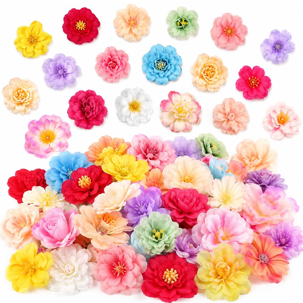 50pcs Artificial Flowers for DIY HeadbandsBulk for Hair Accessories, Weddin