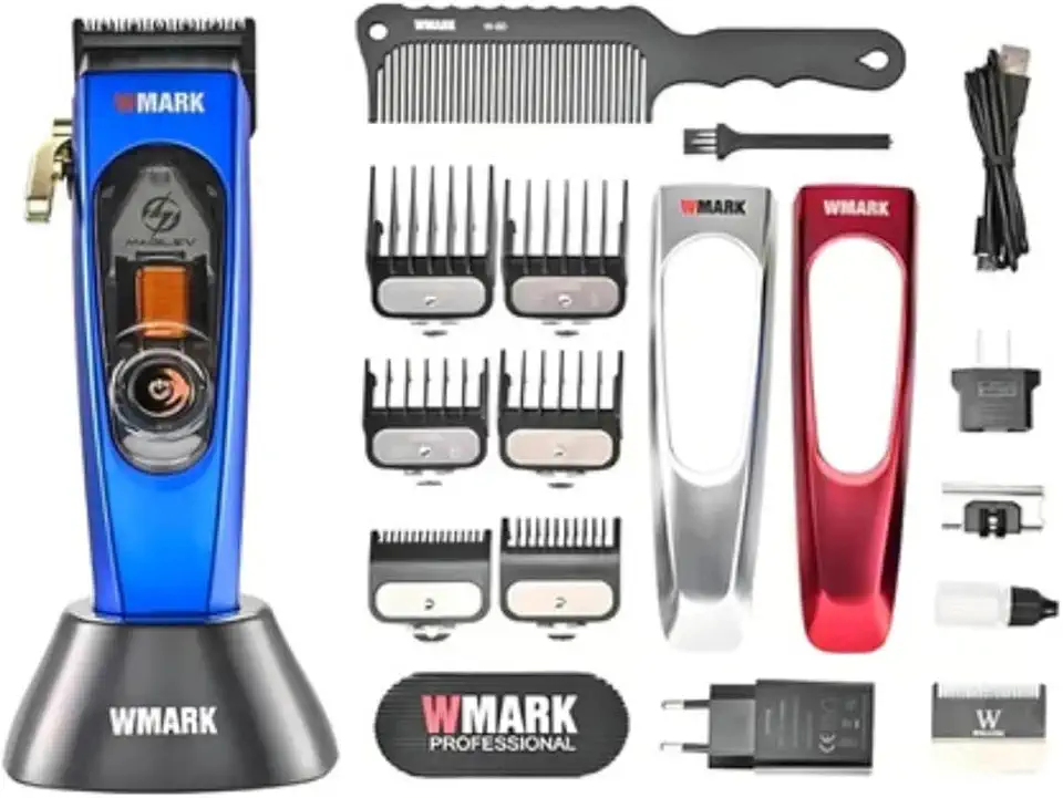 Máquina de Cortar Cabelo Profissional Wmark NG-9004 Maglev 10000RPM Azul
