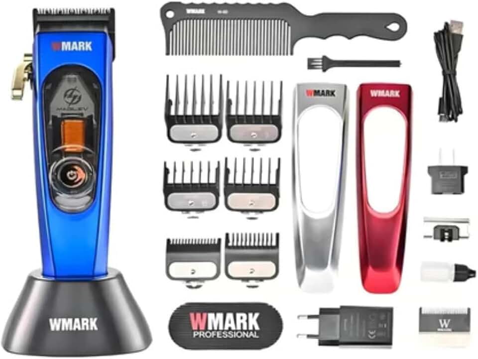 Máquina de Cortar Cabelo Profissional Wmark NG-9004 Maglev 10000RPM Azul
