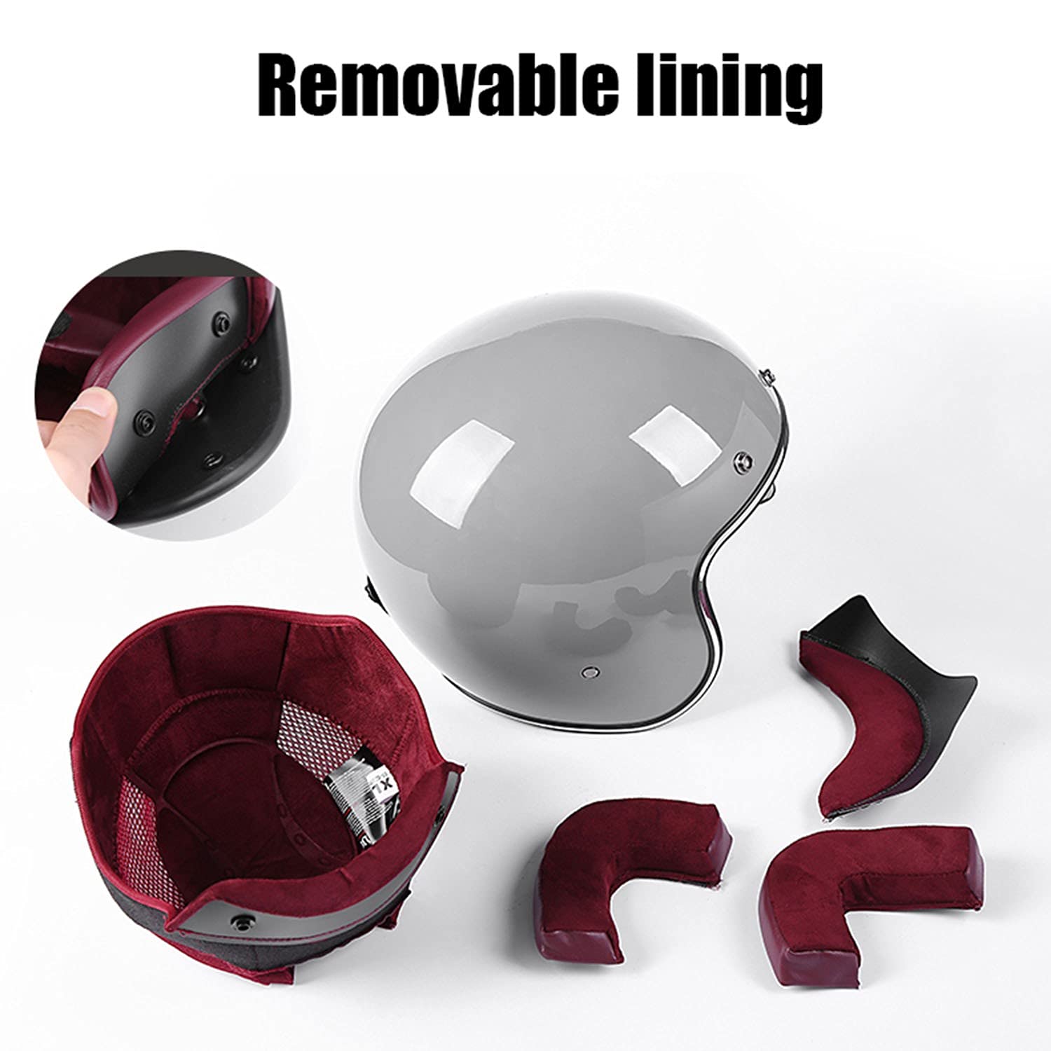 Retro motorfiets jethelm, vintage cruiser open helm, scooter cruiser mannen en vrouwen zomer 3/4 open helm DOT certificering G,XXL