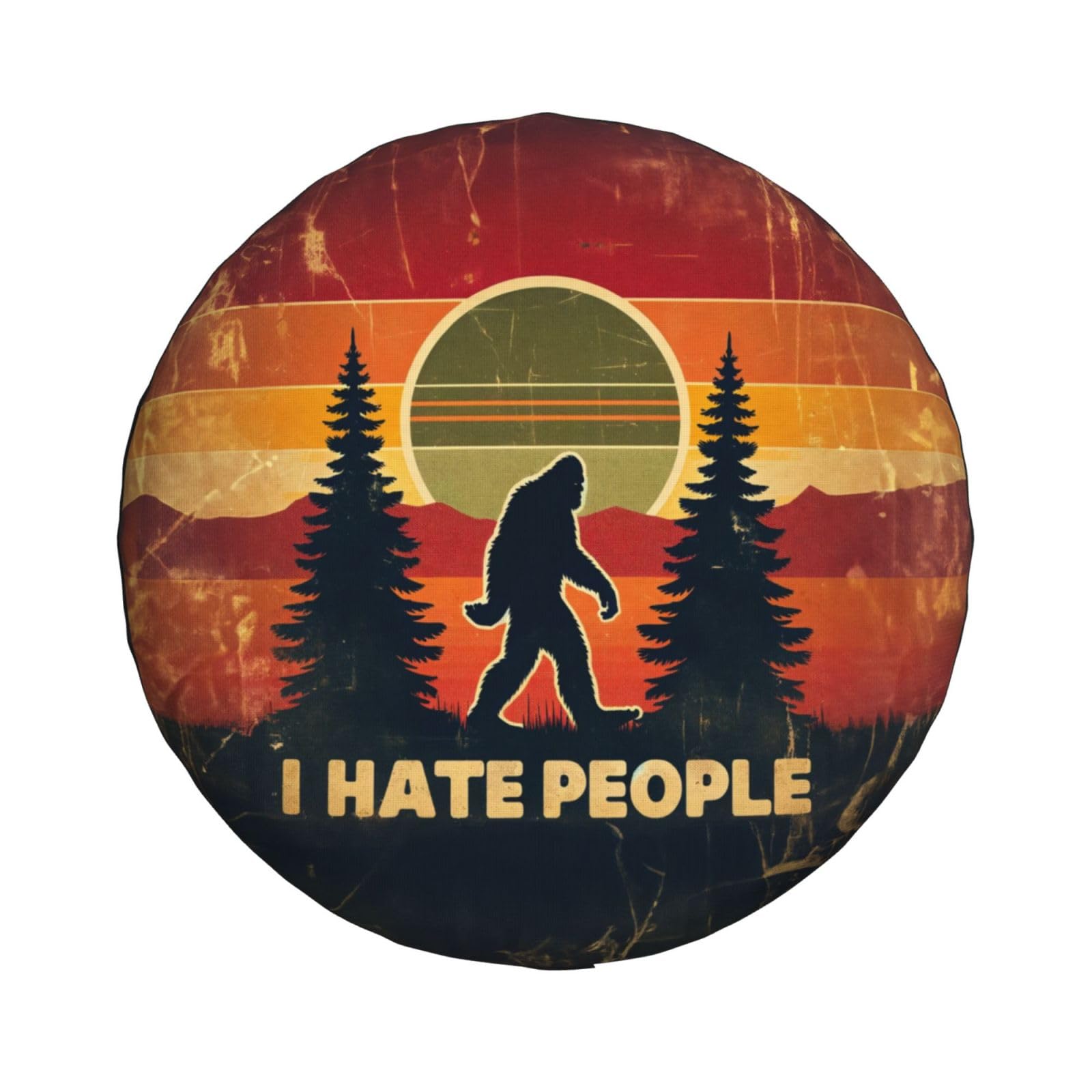 Universal Fit Spare Tire Cover for Rv, SUV, Camper Vintage Bigfoot I Hate People Tire Covers Weatherproof Wheel Protector for Camping & Travel Trailer 15 in