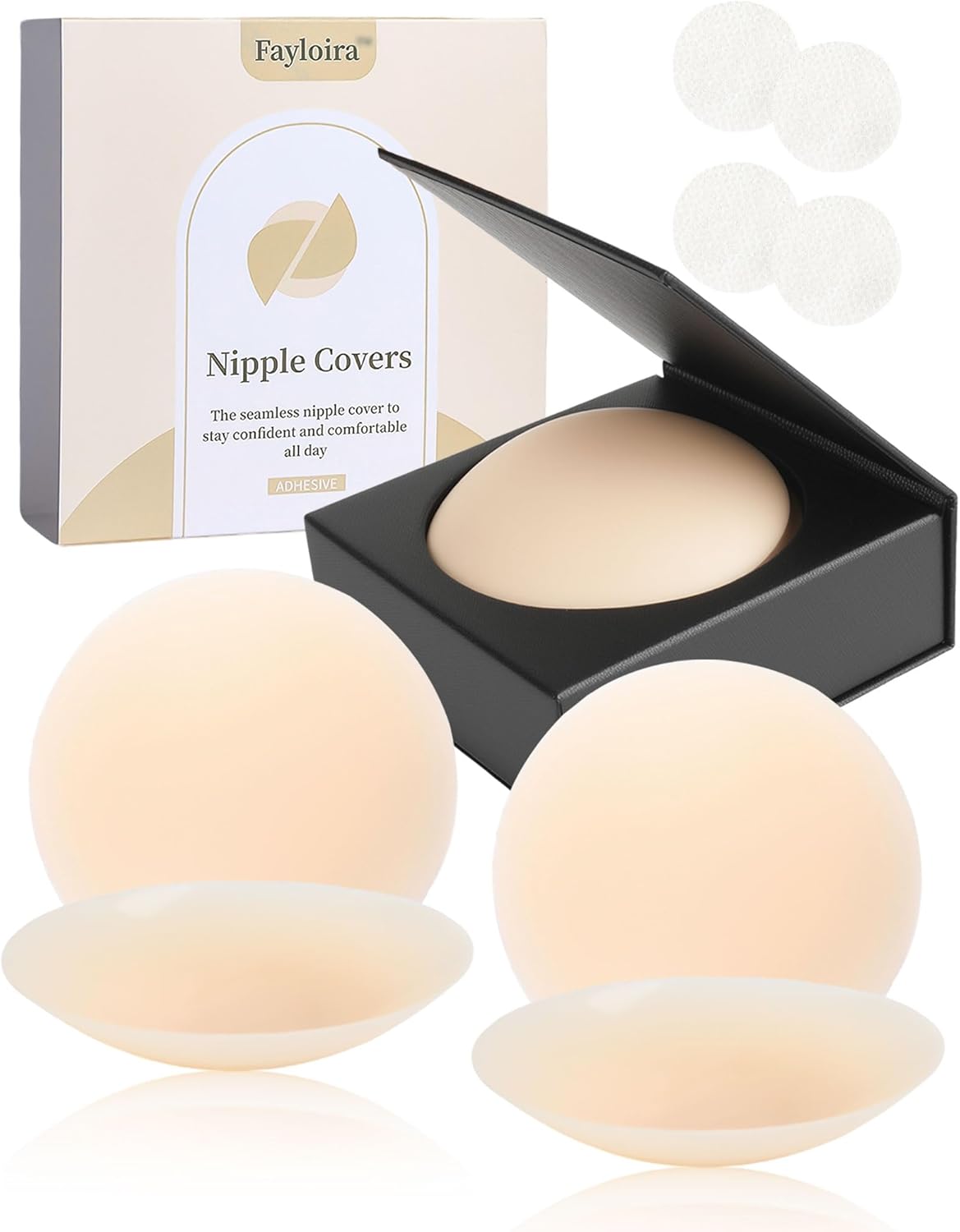 Nipple Covers for Women- Reusable Adhesive Silicone Nipple Pasties-Invisible Sticky Breast Petals(2 Pairs)