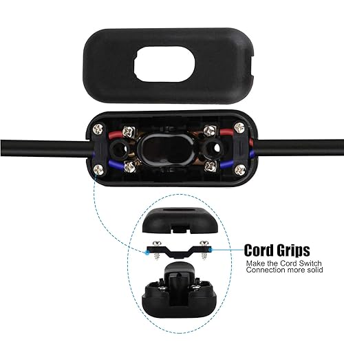 Miniatura 9 de Paquete de 2 interruptores de cable en línea, interruptor de control de lámpara de encendido/apagado para dormitorio, lámpara de mesa, cable